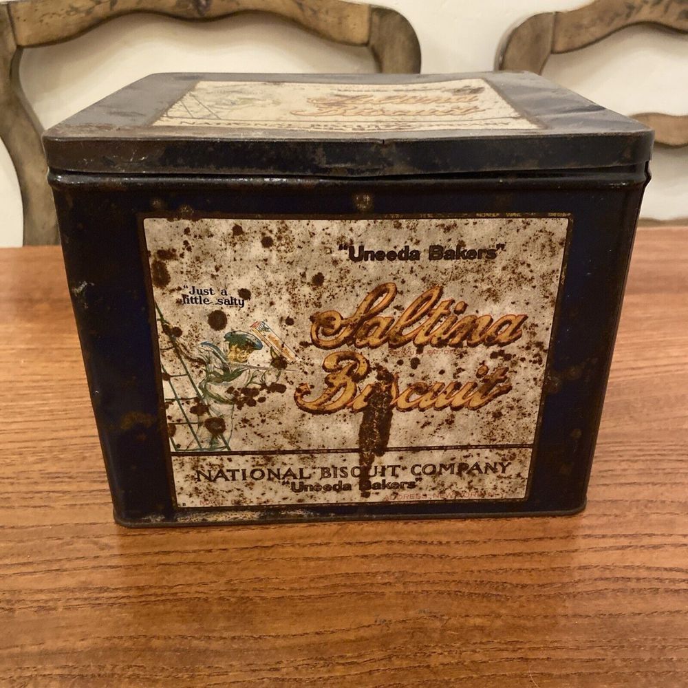 Vintage Uneeda Bakers‎ Saltina Biscuit Hinged Tin